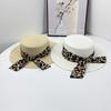 Straw Hat Women's Summer Flat Top Top Top Hat Seaside Vacation Beach Hat Leopard Print Streamer Outdoor Sunshade Sun Hat