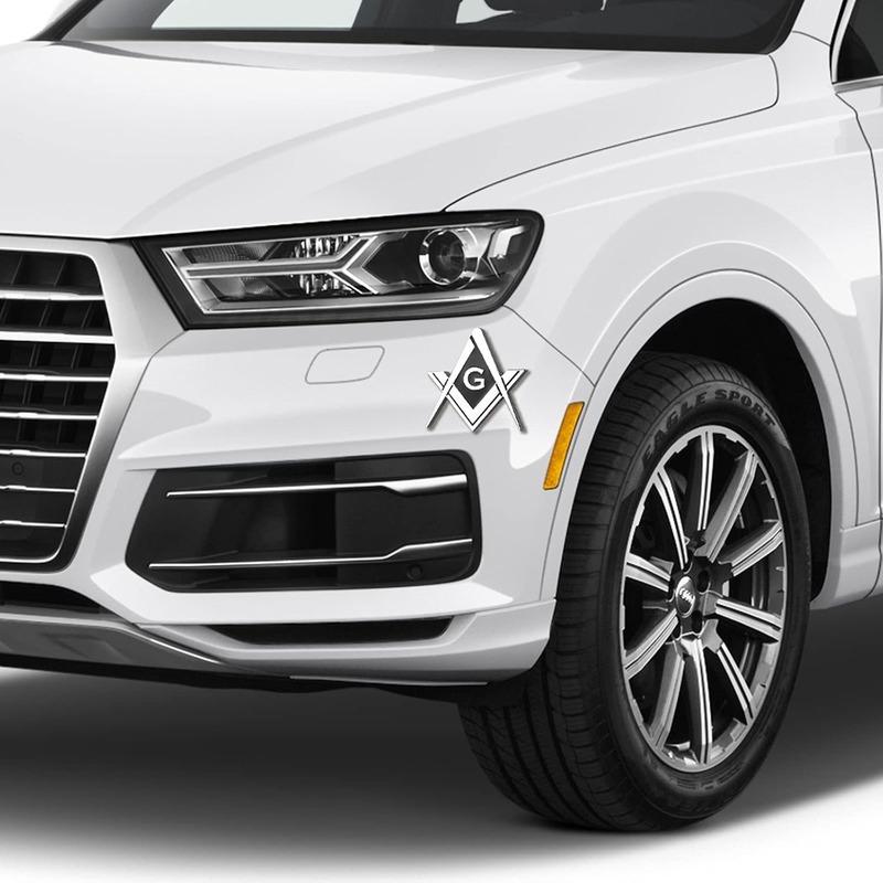 2.75" Chrome Plated Masonic Car Emblem Mason Square and Compasses Auto Truck Motorcycle Decal Gift Accessories