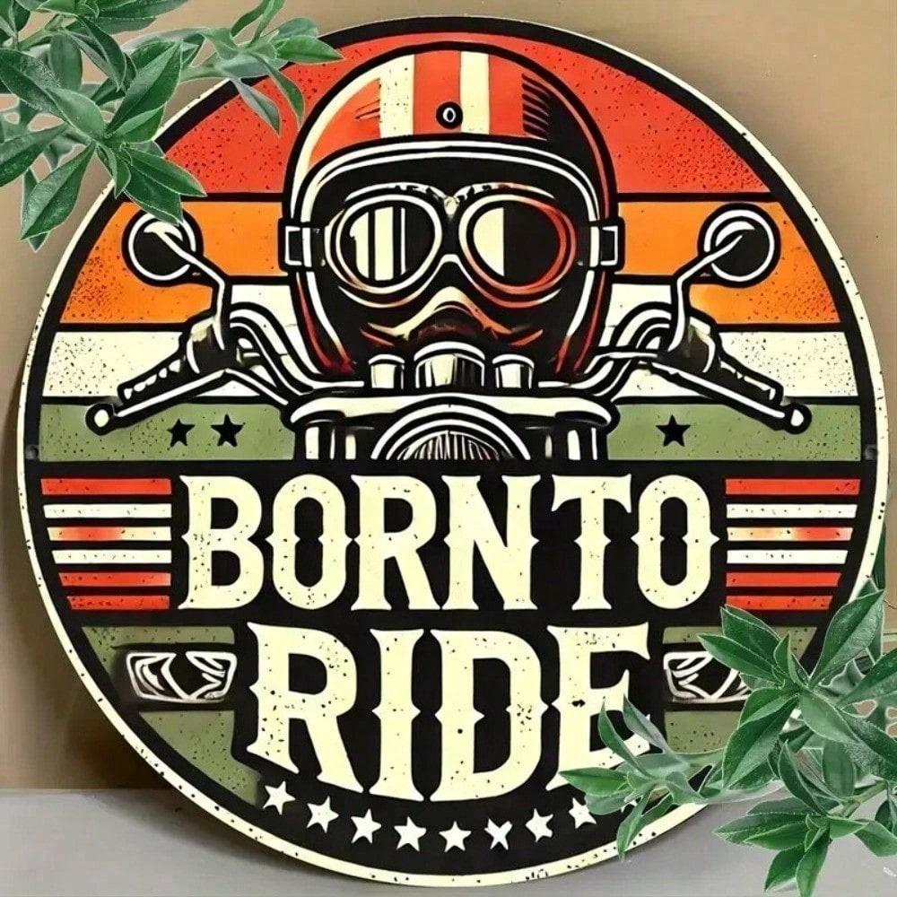

Vintage Retro Motorcycle Aluminum Tin Sign 8 Inch Round Wall Art for Garage Man Cave Bar різнокольоровий