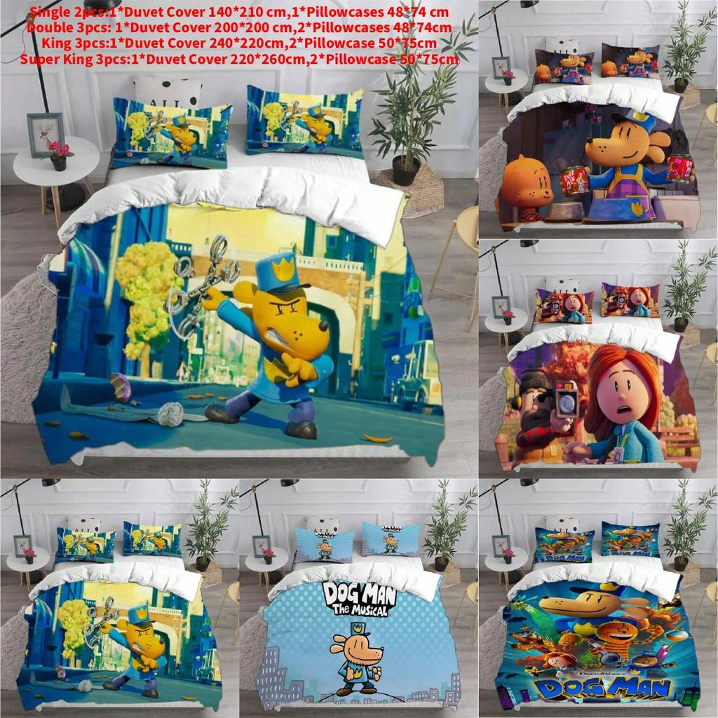 Dog Bedding Man Set Cartoon Comforter Cover Duvet Pillow Case Decoration Bedroom