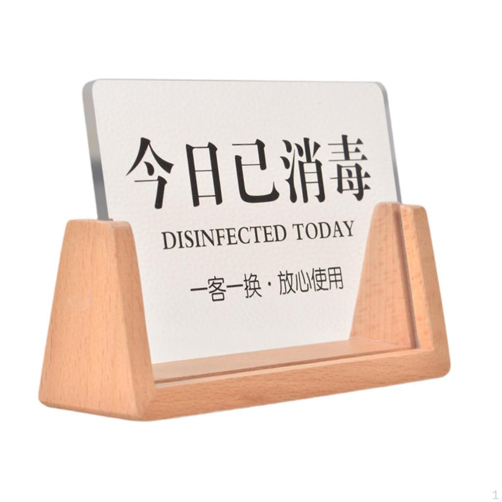 Table Sign, Tabletop Setting Acrylic Panel Wood Base Beauty Salon Signage, Today Sign for Studio