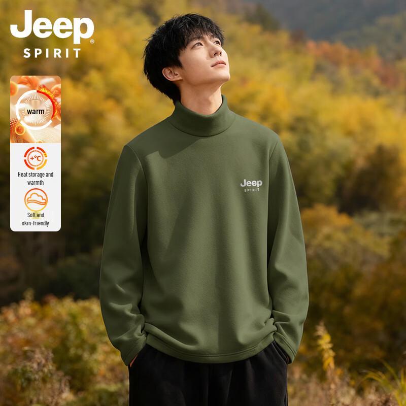 JEEP SPIRIT Men s Fleece Lined Mock Neck Long Sleeve T-Shirt 3XL
