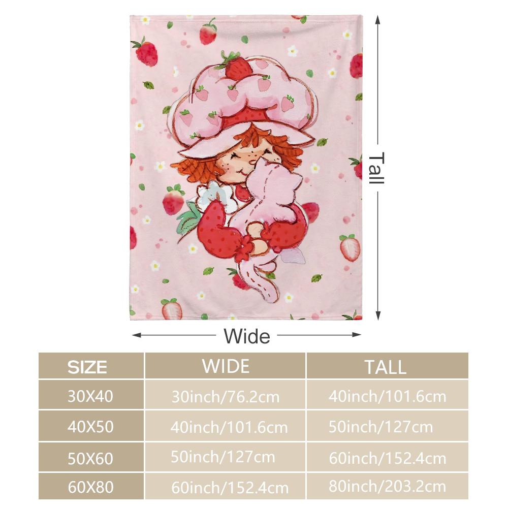 Cartoon S-Strawberry Shortcake Throw Soft Flannel Blanket Warm Knee Skin-Friendly Throw For Sofa Office Bed Winter Oversize