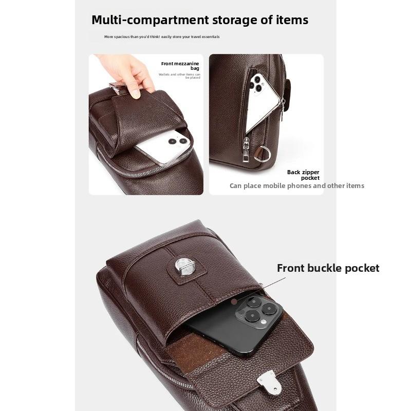 Large Capacity Men's Crossbody Bag  PU Leather Sling Pouch, Chest Bag,for Phone, Wallet & Keys, Outdoor & Daily Commute