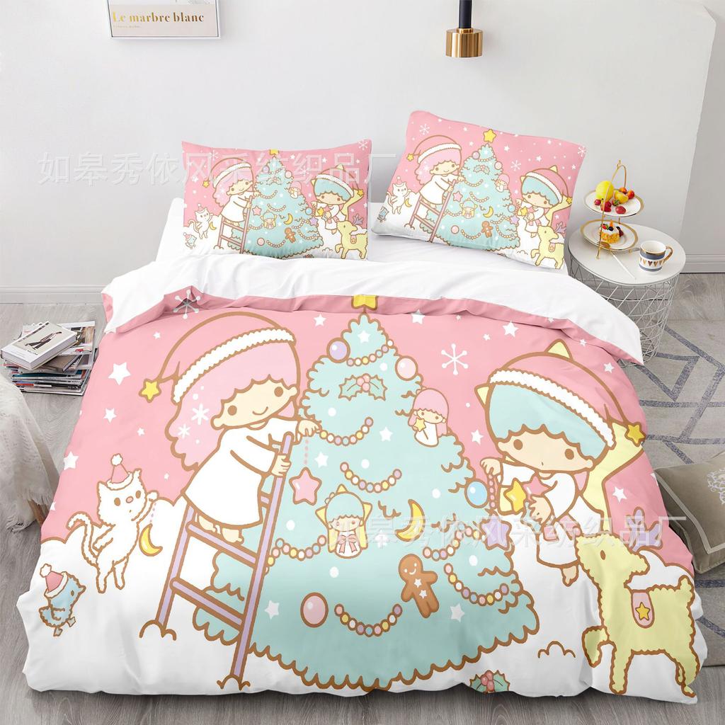 Sanrio Little Twin Stars Bedding Sets Comforter Quilt Bed Cover Duvet Cover Pillow Case 2-3 Pieces Sets Kids Adult Size