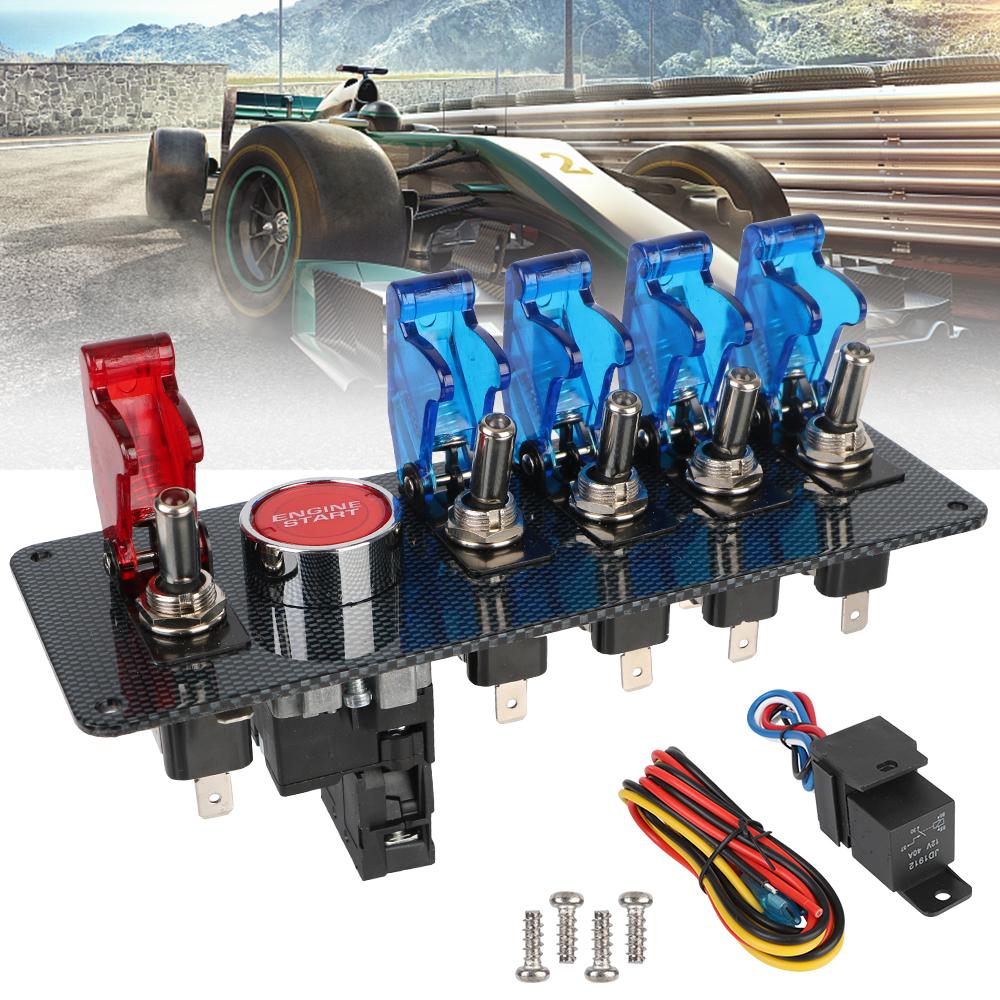12V Rocker Switch Panel Light Toggle Racing Car Starter Ignition Start Stop Push Button LED Indicator ATV Vehicles Accessories Relays 5