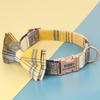 Personalized Bowknot Dog Collar Nylon Plaid Dog Collars Free Engraving Custom Pet Nameplate Necklace For Small Medium Large Dogs