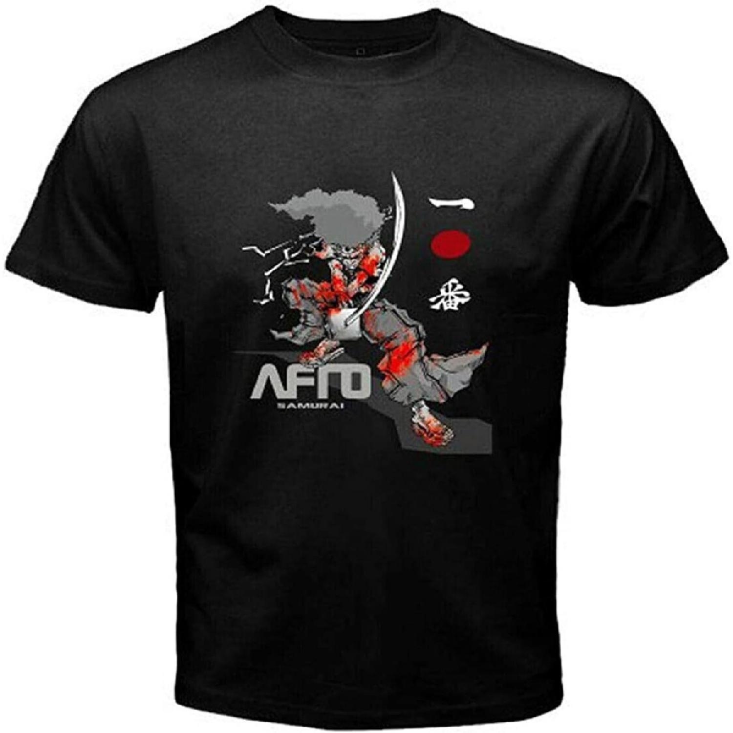 Afro Samurai Anime Manga T-Shirt Black Cotton Tee Men s T-Shirt Black S