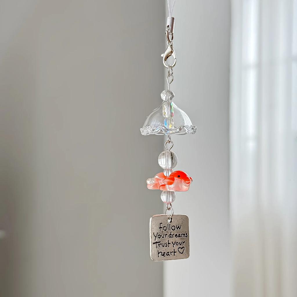 Cute and Soothing Goldfish Wind Chime Pendant New Personalized Mobile Phone Chain Car Pendant Creative Backpack Hang Decorations