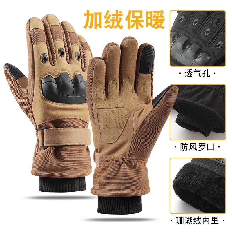 Winter Thermal Tactical Gloves Men Soft Shell Fleece Lined Full Finger Touchscreen Outdoor Cycling Cold Weather Protection