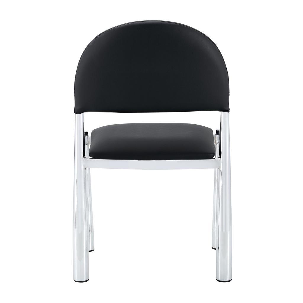 Set of 2 Modern Dining Chairs, Upholstered Chair with Semi-Circular Backrest, PU Leather & Metal Legs, Chairs Only Included, No Table, 80cm High