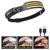 Motion Sensor Hands-Free Silicone COB Headlamp 3 Color Modes Rechargeable Long Battery Life for Running Cycling Outdoor Work
