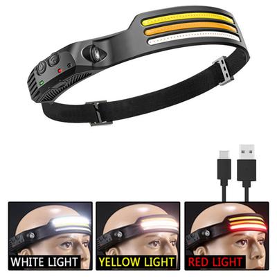 Motion Sensor Hands-Free Silicone COB Headlamp 3 Color Modes Rechargeable Long Battery Life for Running Cycling Outdoor Work