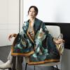 Peony Jacquard Chinese-Style Double-Sided Shawl Scarf – Warm & Versatile for Women In Autumn and Winter.