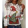 Women's Santa Printed Versatile T-Shirt Casual Short Sleeve Daily Comfort Pullovers Long Sleeves Women’s
