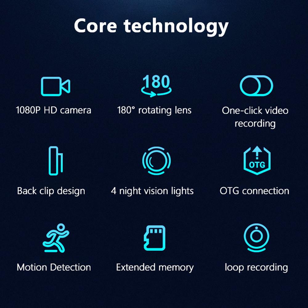 1080P Digital Law Enforcement Recorder, High-Definition Night Vision Action Video, Small Portable Duty Camera