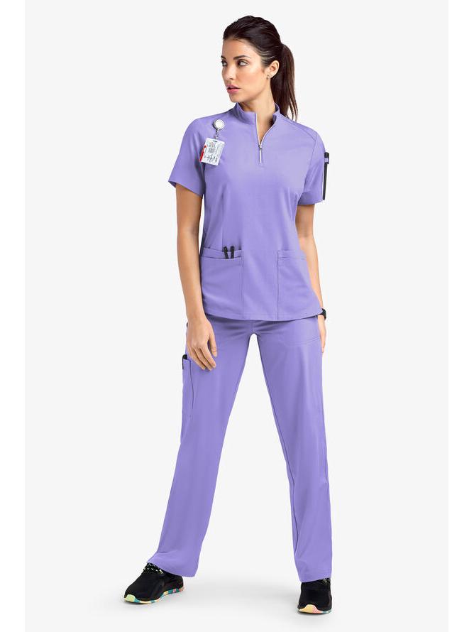 Quick-Dry Short-Sleeve Zipper Gown for Beauty Salon/Hospital Nurses with Casual Stand-Up Collar