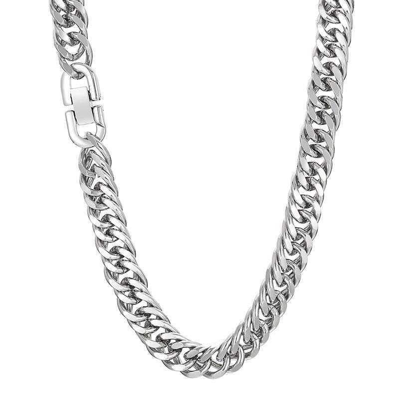 

Персонализированный четырехсторонний браслет из титановой стали в стиле панк, модное и классное мужское ожерелье, ювелирная пряжка, цепочка для верховой езды 10 мм 45cm