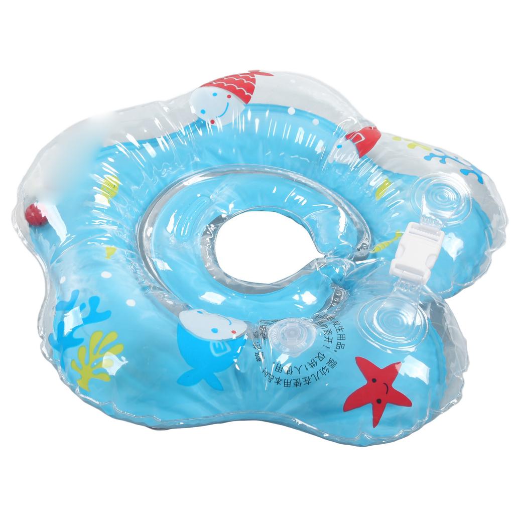 Baby Swimming Ring Thicken Inflatable Prevent Air Leakage Baby Swimming Gear with Bells for Newborn Blue 8.5cm 3.3in