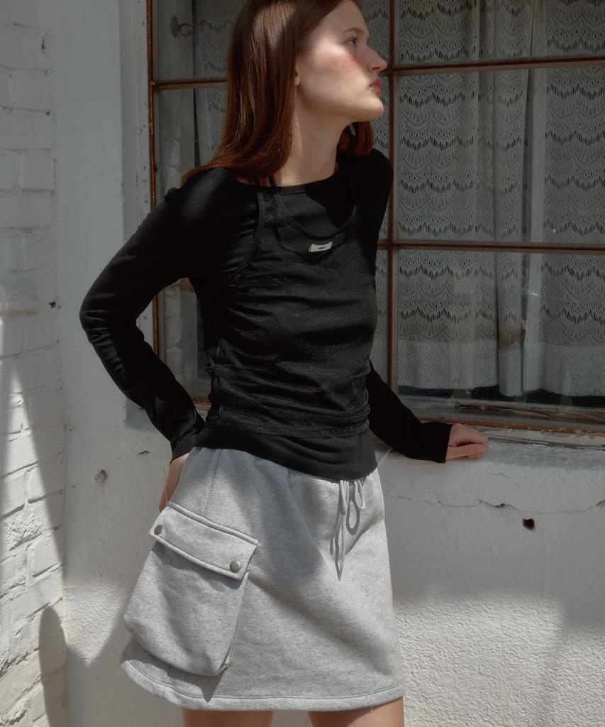 Leteoli Cargo Banding Mini Skirt_Grey