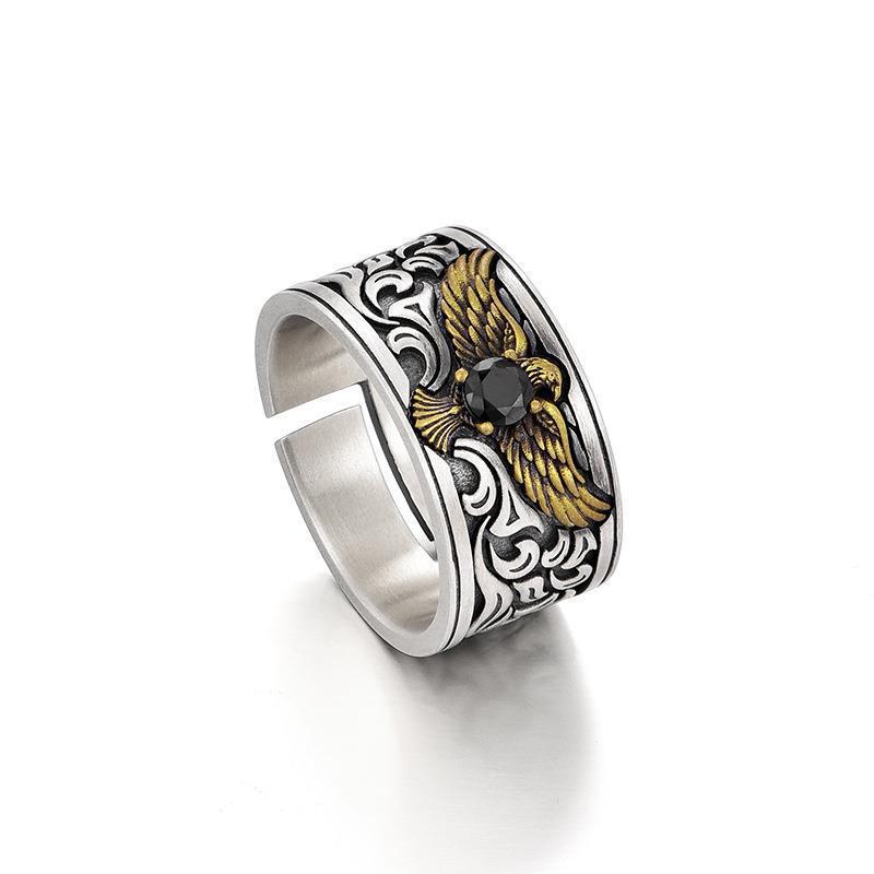 New Eagle Ring Men's Trendy Niche Boys Single Middle Finger Ring Opening Adjustable