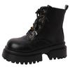 British Style Women's High-heeled Martin Boots Autumn and Winter French Thick-soled Heightened and Thin Lace-up Zipper Knight Fashion Boots