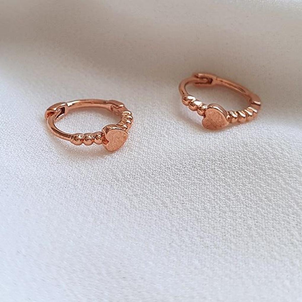 Women's Charming Heart One-Touch Hoop Earrings (Petit Heart)