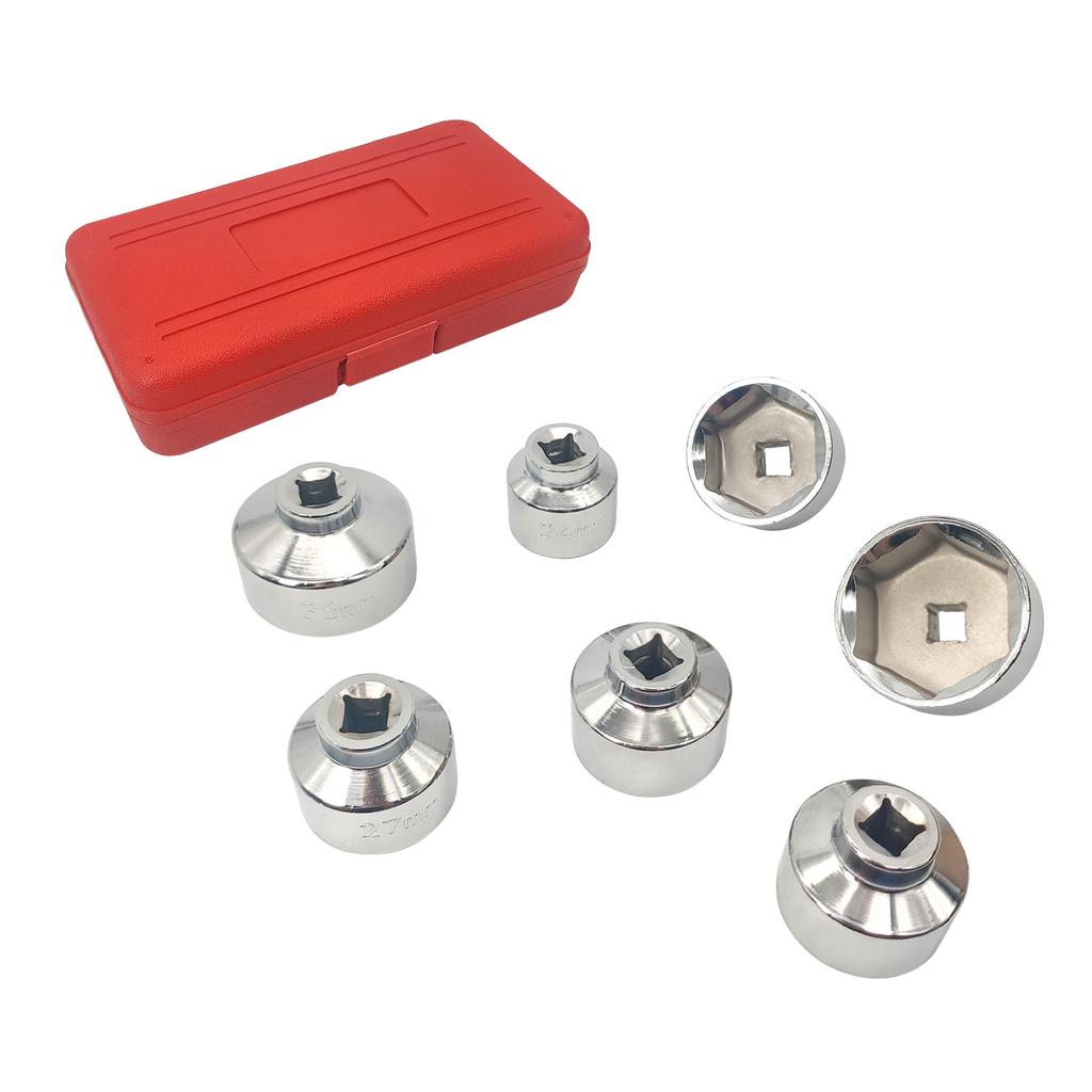 7 Pieces 3/8'' Oil Filter Cap Wrench Socket Set Tool Kit, 24 27 29 30 32 36 38mm Replacement for