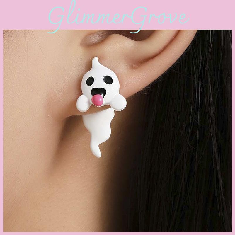 Einzigartige Ohrringe in Geisterform, auffälliger im Dunkeln leuchtender Legierungsschmuck für Halloween