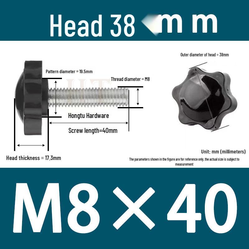 32-Head Rubber Six-Star Plum Blossom Handle Knob M5/M6/M8 Plastic Thumb Screw