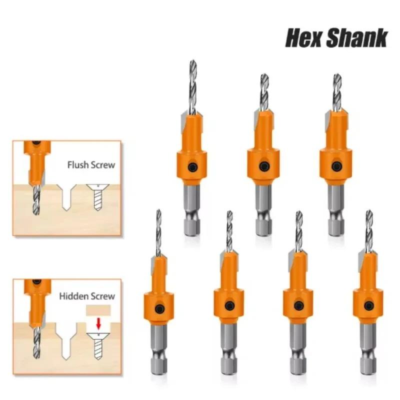 5/7Pcs Shank Hss Woodworking Countersink Router Bit Screw Extractor Remon Demolition For Wood Milling Cutter