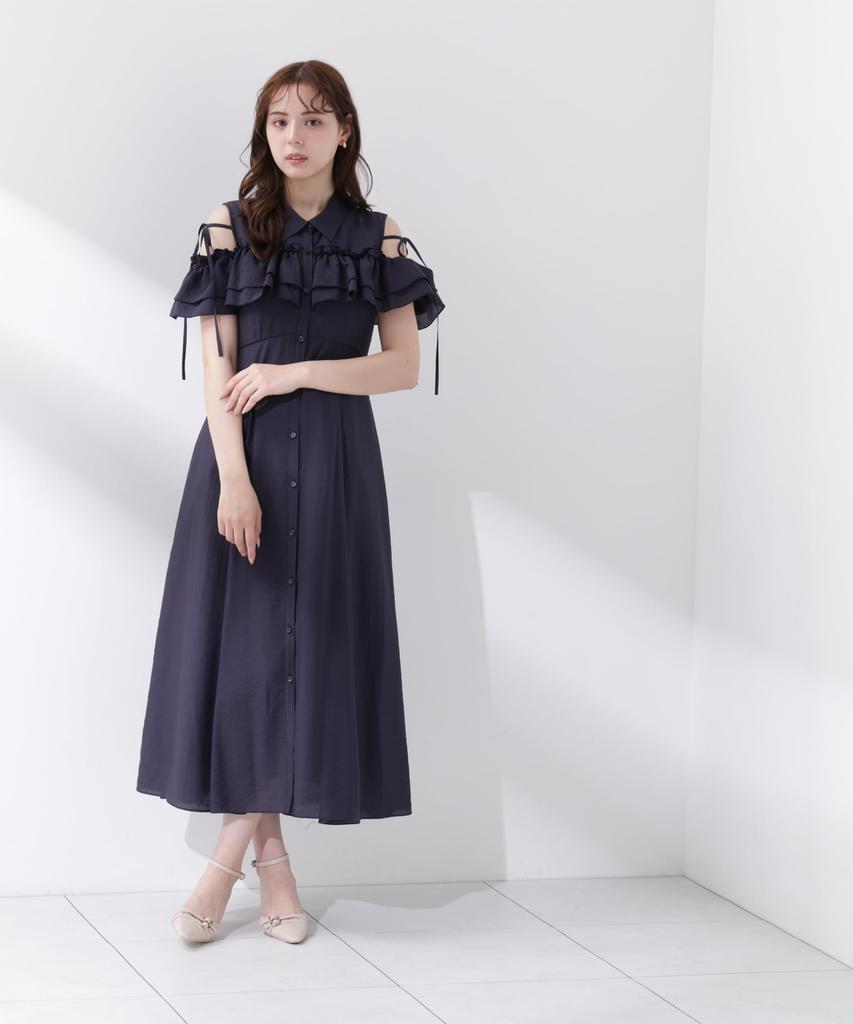 BODY Frill Shirt Dress [PROPOTION DRESSING] [Navy/M]