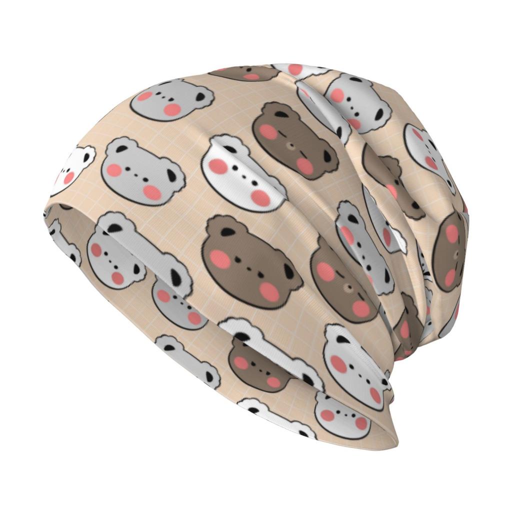 Cartoon Bear Brand Printed Pattern Knitted Hat Casual Hanging Woolen Hat Chemotherapy Patient Headscarf Unisex Knitted Hat