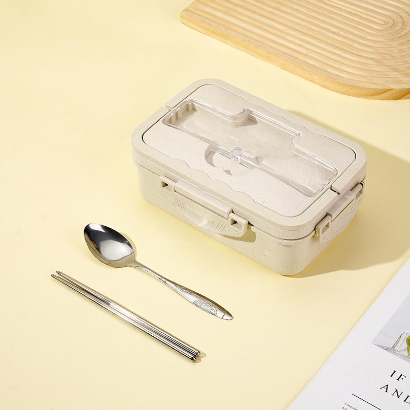 Wheat Straw Insulated Microwave-Safe Bento Lunch Box for Office & Students
