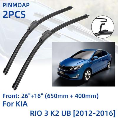 2PCS Front Windshield Windscreen Wiper Blades For KIA RIO 3 K2 UB 2012-2016 26"+16"  Window Brushes Cutter Accessories 2012 2013 2014 2015 2016
