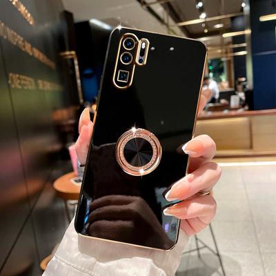 כיסוי סיליקון מגנטי בציפוי יוקרתי עבור Huawei P30 P40 Pro P20 Mate 20 P30Pro Honor 20 Pro כיסויים רכים מחזיק טבעת עומד