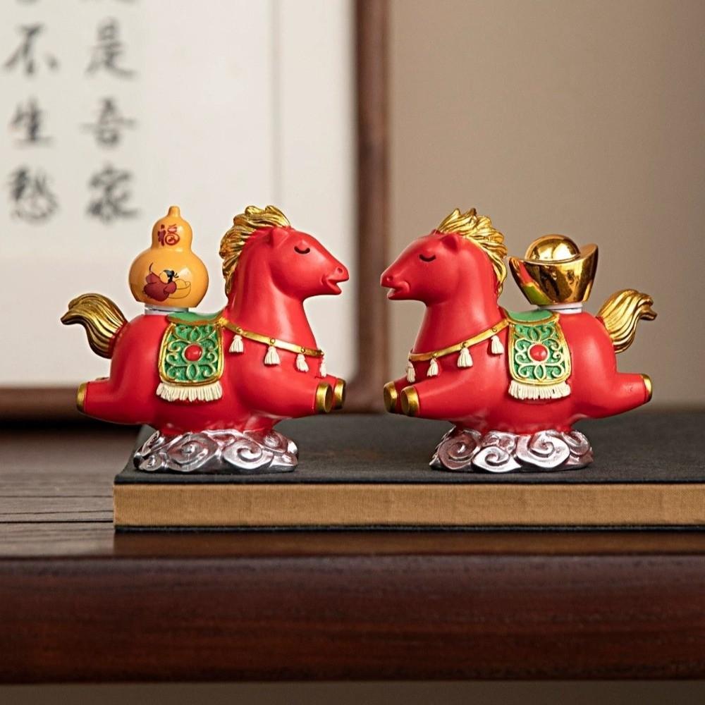 Resin Horse Figurine Desktop Ornament Zodiac Ornaments Cute New Year Mascot Miniature  Cabinet