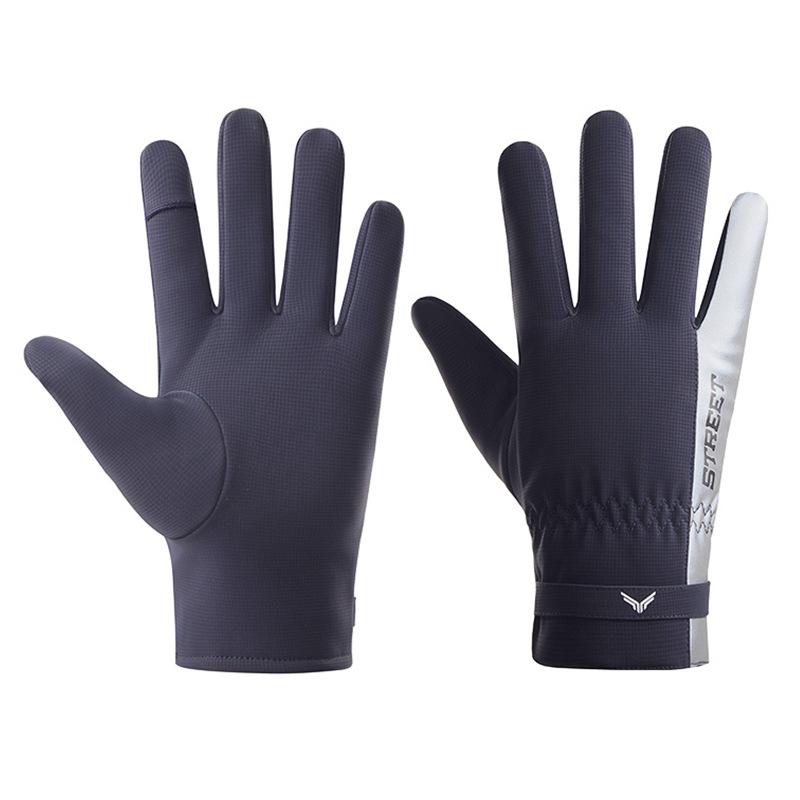 Skin feel Warm Gloves for Men Touch Screen Winter Outdoor Cycling  Reflective Fleece  Thickened  Water Repellent Sports Fingerless Gloves