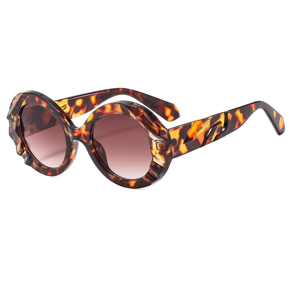 Circular Large Frame Sunglasses New Splicing Sunglasses Fashionable and High-end Women's Sunglasses