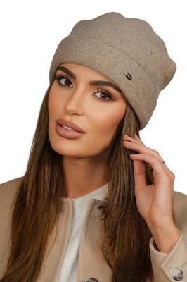 Women' Woolen Winter Hat, Dark Beige, Cameo-Crocus