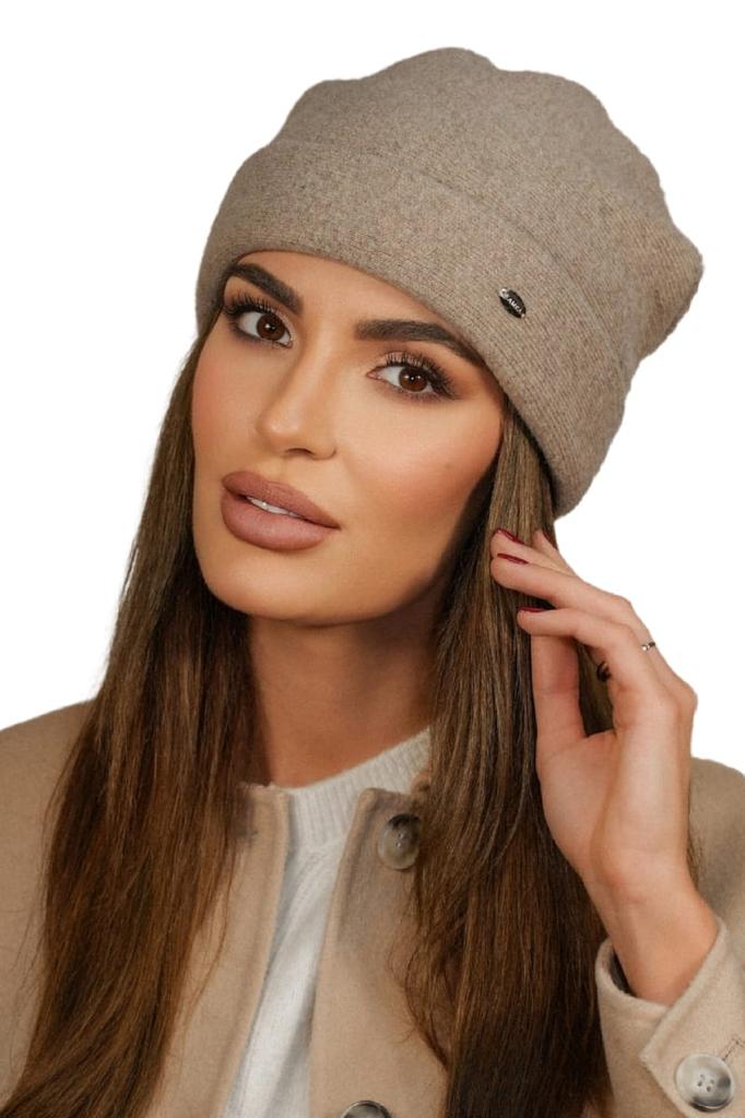 Women' Woolen Winter Hat, Dark Beige, Cameo-Crocus