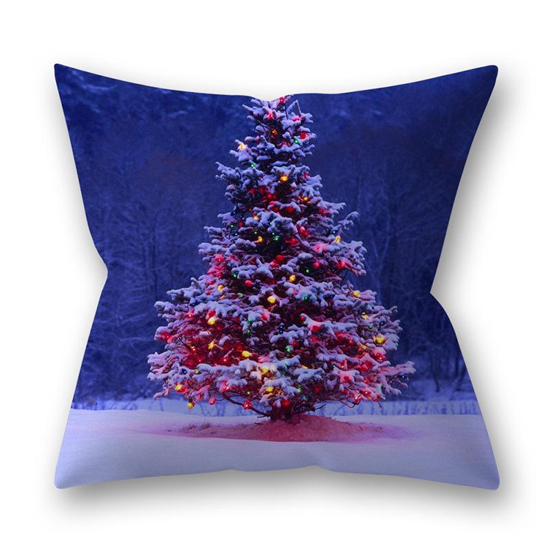 Christmas Cushion 45x45 Pillowcase Polyester Snowflakes Tree Printed Sofa Cushions Decorative Pillow 18x18 Home Decor