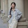 Striped Long-sleeved Shirt Jacket for Women Autumn New Loose Casual Lapel Shirt