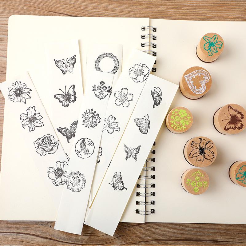 Exquisite Wooden Stamp: Creative Cylinder for DIY Butterfly Dance Diary & Album