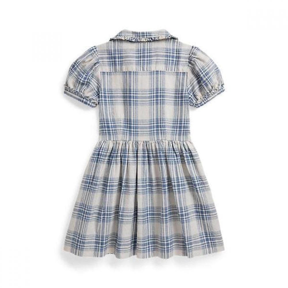 Polo Ralph Lauren Girls 2 6 Years Plaid Linen Cotton Shirt Dress