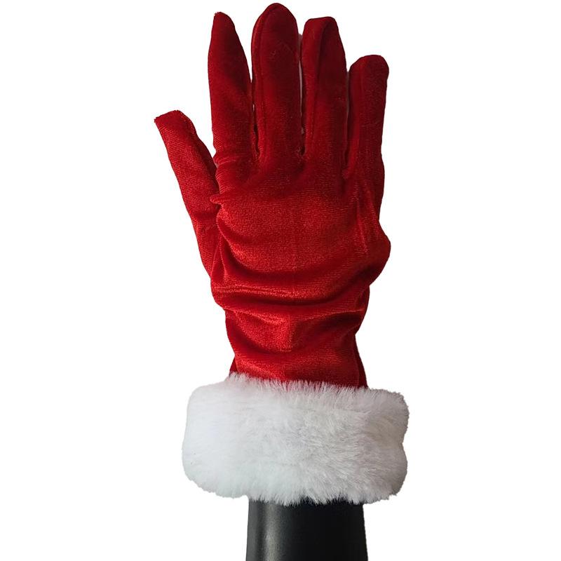 Golden Velvet Fur-Cuffed Christmas Party Gloves