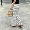 Women's Casual Striped Drawstring Wide Leg Pants - Elastic Waist, Soft & Comfortable Fit