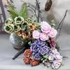 Silk Petal Artificial Flower Rose Multicolor Faux Eucalyptus Leaves  Gift
