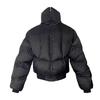 Men's Vintage American-Style Cotton Jacket: Trendy, High-End, Warm, Short Stand Collar, Black Coat for Autumn and Winter