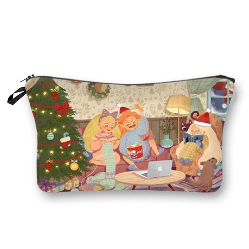 1pc Portable Printed Makeup Bag, Travel Portable Cosmetic Storage Bag, Perfect For Girls' Halloween Or Christmas Gifts